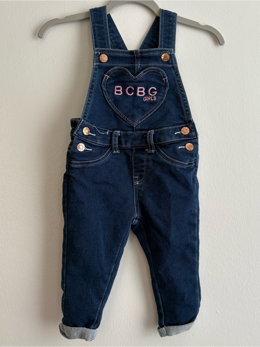 BCBG Girls Dark Blue Denim Overalls Baby Toddler 12 months